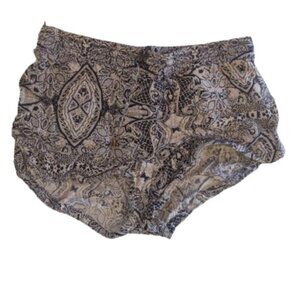 -Beige Blue Printed Shorts Size Medium